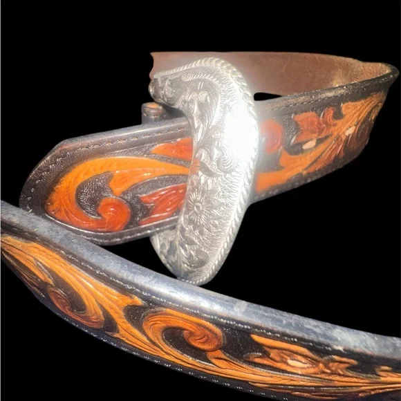 Vintage Red Wing Genuine Leather Western Belt Tooled Brown Size 42
